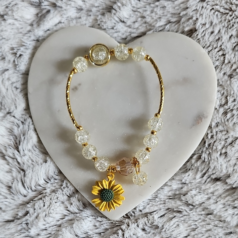 Gold Sunflower Charm Bracelet